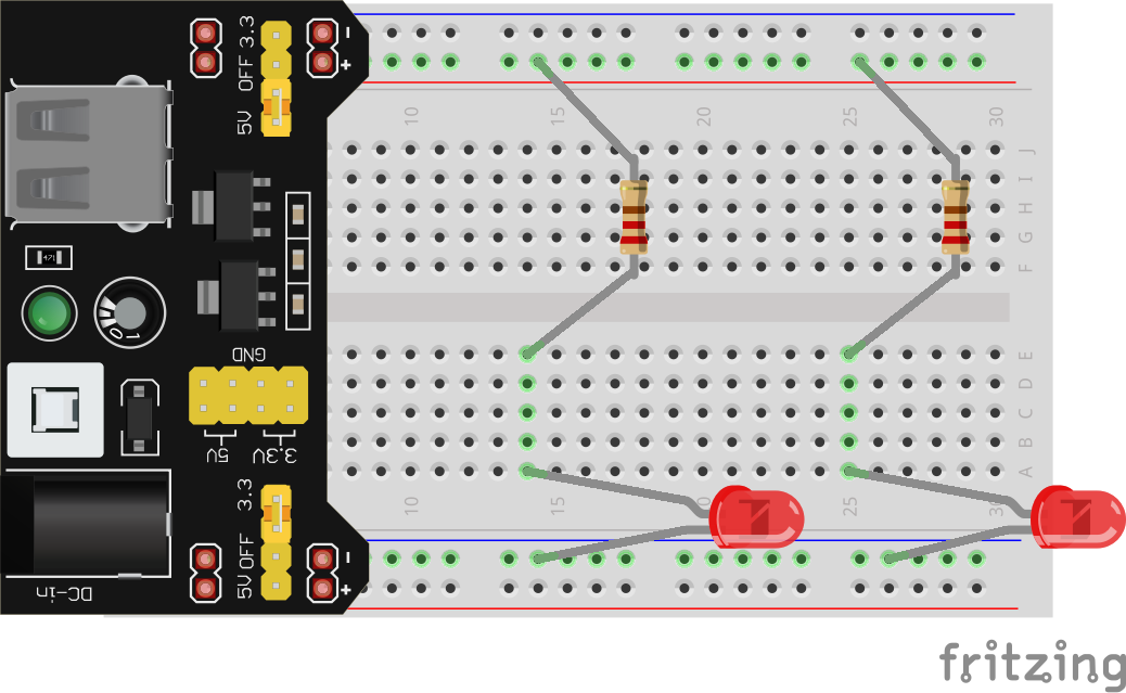 Parallel LEDs on Breadboard
